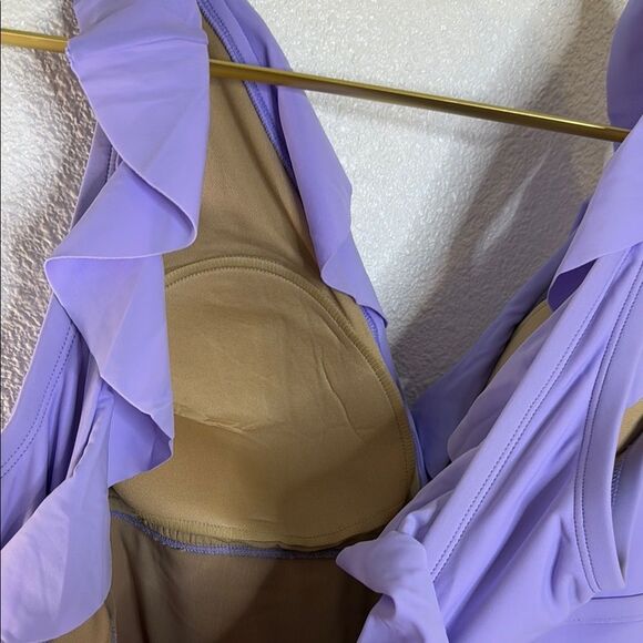 NWT- Shade & Shore-Lavender Ruffle One-Piece Swimsuit- Size 18 - Picture 7 of 10